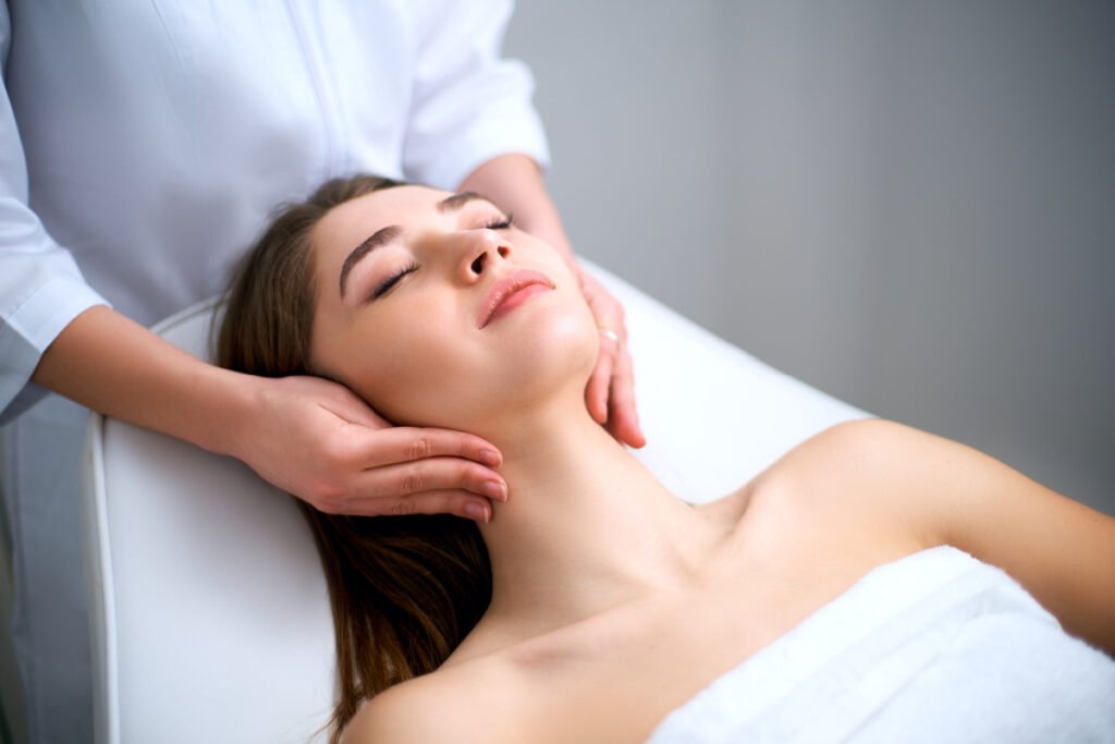 Women Getting Facial Massage following a cosmetic surgery procedure